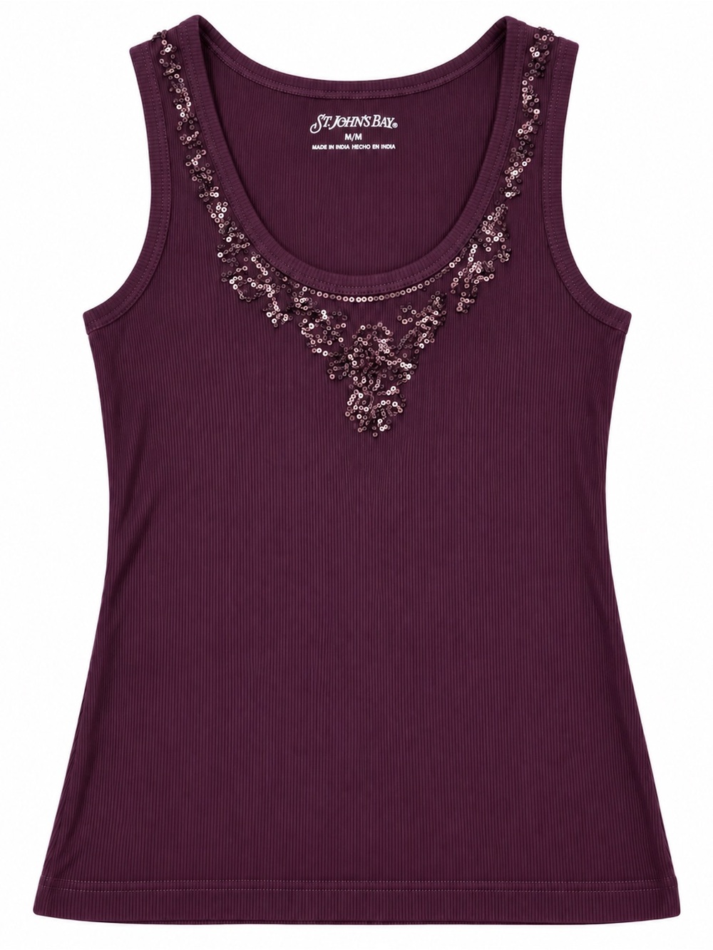 St. John's Bay Plum Sequin Scoop Neck Tank Top
